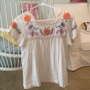 mexican style cream blouse